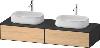 Image de Duravit Zencha Meuble sous-lavabo sur console, 1600x550mm, 2 tiroirs. 2 découpes, ZE4815, ZE4815B30800000