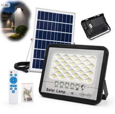 Zdjęcie produktu dla Lampa Solarna Z Czujnikiem Zewnętrzna Do Ogrodu Garażu Mocna 100W Kabel 5M