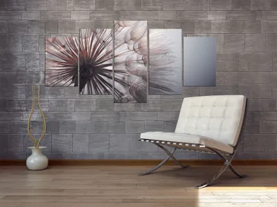 Produktbild von Akustikbild Pusteblume Blumen 200x100 cm Bilder Akustikschaum Hochleistungsschallabsorber Schallschutz Leinwand 5 tlg Wandbild Raumakustik Schalldämmung b-B-0060-b-p