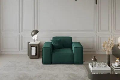 Produktbild von Sessel Designersessel CELES in Stoff Opera Velvet Opalgrün