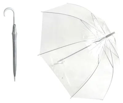 Image de Parapluie transparent blanc mariage plastique/métal 82cm en sac