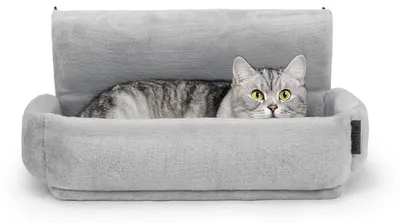 Productafbeelding van Lionto kattenverwarmingskussen, zacht en comfortabel ligkussen met metalen haken, wasbare hoes en veilige bevestiging, lichtgrijs