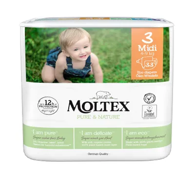 Produktbild von Moltex Pure & Nature Midi Windeln 4-9 kg (33 Stück)