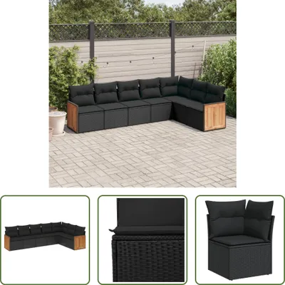Produktbild von The Living Store 7-tlg. Garten-Sofagarnitur mit Kissen Schwarz Poly Rattan