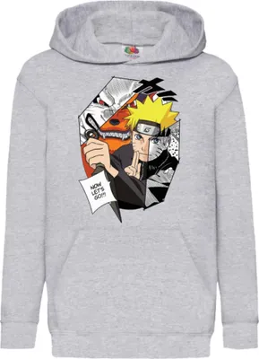 Produktbild von Kinder Kapuzenpullover Naruto Naruto & Kurama, 9-11 Jahr - 140 / Grau