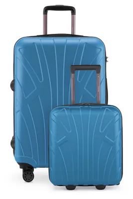 Produktbild von Suitline - Kofferset für EasyJet, 2-teilig Unter-Sitz Trolley 45x36x20 cm +  erweiterbarer Reisekoffer 66 cm für 15-20 kg Gepäck, kleiner + großer Koffer,Cyanblau