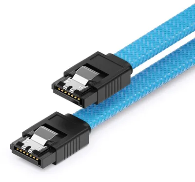 Produktbild von deleyCON SATA 3 Nylon Kabel 60cm gerade 6 Gbit/s - Blau