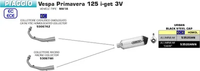 Image de Collecteur ARROW Racing pour Piaggio Vespa Primavera125 2017- , sans catalyseur