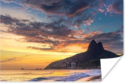 Produktbild von MuchoWow® Poster Sonnenuntergang - Strand - Rio de Janeiro 30x20 cm - Plakate - Print