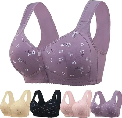 Produktbild von ASKSA Damen BHs Ohne Buegel Gepolstert Yoga Sports Bustie Klassische Komfort Strech Push Up Senioren BH (Violett,XXL)