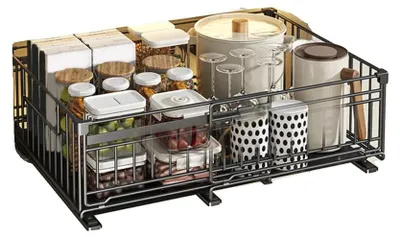 Produktbild von Ausziehbarer Schrankorganisator, erweiterbares Schubladendesign, multifunktionale Aufbewahrung, 1PC