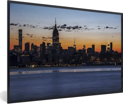 Produktbild von MuchoWow® Gerahmtes Poster New York - Skyline - Amerika 30x20 cm - Poster mit Schwarzem Bilderrahmen Wandposter Rahmen Foto Bilder - Kunstdruck - Bild-Poster