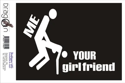 Produktbild von Aufkleber / Autoaufkleber - JDM / Die cut / Auto / OEM - Me your girl friend - 210x150mm rot - Heckscheibe / Heckscheibenaufkleber
