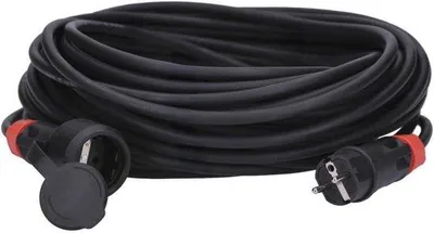 Obrázek produktu pro Prodlužovací kabel Schuko, 3-kolíkový, pro venkovní použití, 230V, stupeň krytí IP54 - 3 metry, gumový kabel