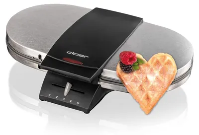 Doppelwaffeleisen für 2 Herzwaffeln, 1700 W, 15,5 cm, Edelstahl