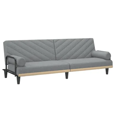 Zdjęcie produktu dla vidaXL Sofa rozkładana z podłokietnikami jasnoszara tkanina