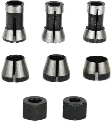 Obrázok produktu pre Oceľová fréza pre router – 6 ks – Vysoko presná fréza – Adaptér na frézu – Pre spracovanie dreva – 6 mm, 6,35 mm, 8 mm