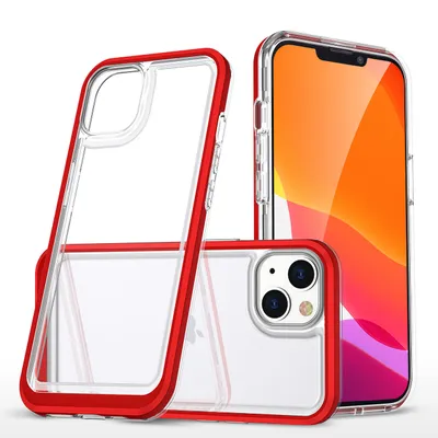Produktbild von Klar 3In1 Iphone 14 Plus Silikonhülle mit Rahmen Rot
