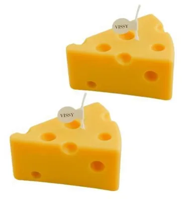 Obrázok produktu pre Vonná sviečka, tvar syra, sójový vosk, žltá farba, 2 kusy, 8 cm