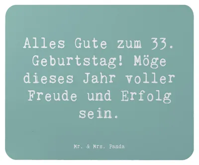 Produktbild von Mr. & Mrs. Panda Mauspad Spruch 33. Geburtstag - Meeresbrise - Geschenk, mousematte, dekorative Poster, Meilenstein, Mouse Pad, Mousepad, pc mausunterlage, 33 Jahre
