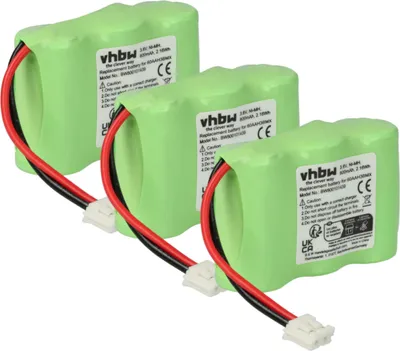 Produktbild von vhbw 3x Akku kompatibel mit Audioline FF888, FF988 schnurlos Festnetz Telefon (600 mAh, 3,6 V, NiMH)