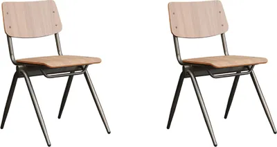 Produktbild von LABEL51 Esszimmerstuhl Massiv - Braun - Holz - 2er-Set