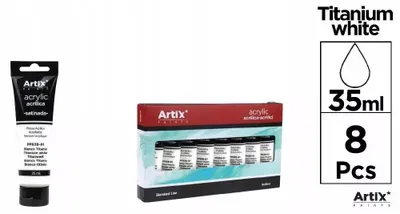 Image de Peinture acrylique blanche, 35 ml (lot de 8) - Artix