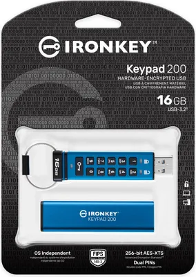 Productafbeelding van Kingston IKKP200/16GB USB-Stick  16GB Kingston IronKey Keypad 200 retail