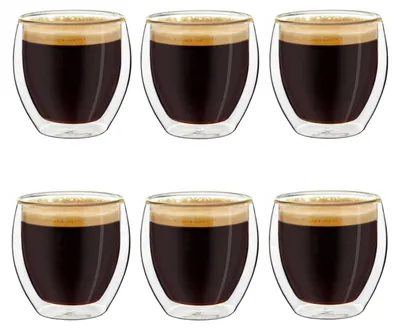 Produktbild von Creano doppelwandige Espresso-Gläser, 6er-Set 100ml Thermo-Gläser mit Schwebe-Effekt