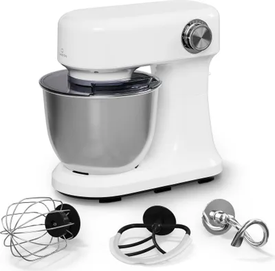 Produktbild von Klarstein Bella Evo Küchenmaschine – 1500W, 5L Edelstahlschüssel, 12 Stufen, Planetenmischsystem, Pulsfunktion, Knethaken & Schneebesen, Rührmaschine, Food Processor, Weiß