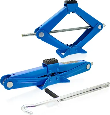 Produktbild von Bituxx Scherenwagenheber 2000 Kg mit Gummiauflage und einklappbarer Handkurbel Blau MS-18863