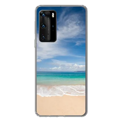 Produktbild von MuchoWow® Handyhülle Schutzhülle Hülle für Huawei P40 Pro Ein tropischer Strand auf Hawaii, an dem die Wellen an Land gespült werden Silikon Softcase Handy Hülle - Schutz