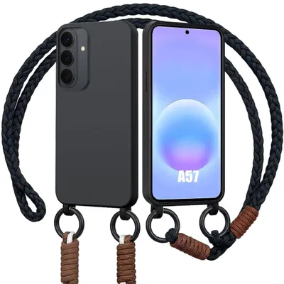 Image de Coque pour Samsung Galaxy A57 5G, Antichoc Anti-Rayures Silicone Slim avec Cordon Noir