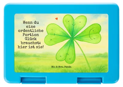 Produktbild von Mr. & Mrs. Panda Lunchbox Blume Kleeblatt Design - Weiß - Geschenk, Vorratsdose, Bentobox, Bento Box, Brotzeitdose, Umzug, Snackbox, Jobwechsel, Glück, Motivation, Blumen