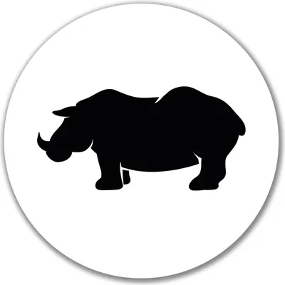 Produktbild von Huuraa Aufkleber Nashorn Silhouette 10cm rund Sticker Geschenkidee