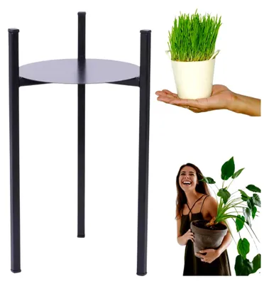 Produktbild von Blumenständer 40 cm - Kleiner Blumenhocker und Beistelltisch - Deko für das Wohnzimmer - Moderner Pflanzenständer - Blumenhocker für den Salon - Blumenständer aus Metall - Schwarz 40 x 24 x 24 cm