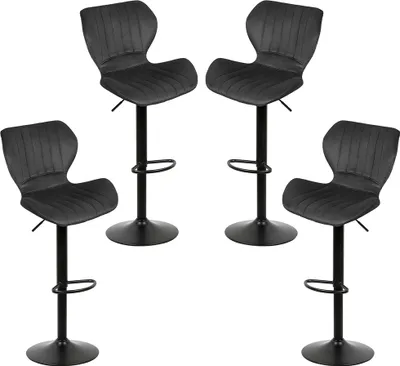 Produktbild von 4er Set Barhocker Samt Barstuhl Tresenhocker Küchenstühle Hocker Schwarz