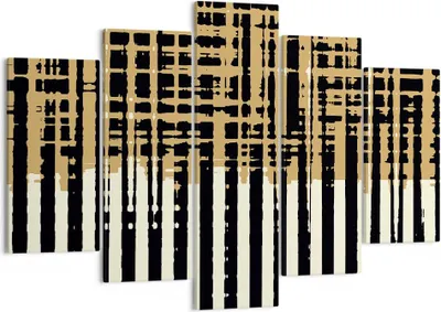 Produktbild von Bild auf Leinwand - Leinwandbild - 5 Teile - Abstraktion Weiß Gürtel - 150x100cm - Wand Bild - Wanddeko - Wandbilder - Leinwanddruck - Bilder - Wanddekoration - Leinwand bilder - EA150x100-4857