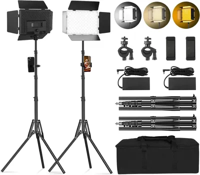 Obrázek produktu pro Sada dvou LED světel pro fotografii a video s barevnými filtry a stativem pro osvětlení studia