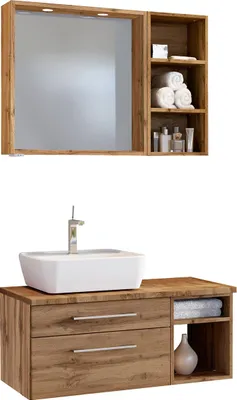 Produktbild von Waschtisch-Set Waschplatz Badmöbel Handwaschplatz Gästebad Bad Set "Davos IV" Wotan Eiche