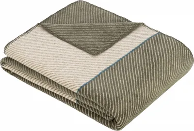 Produktbild von Ibena Kuscheldecke Austin 150x200 cm - Baumwollmischdecke creme/grün gemustert, Wolldecke, Sofadecke kuschelweich
