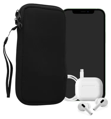Produktbild von kwmobile Neopren Handytasche für Smartphones XL - 6,7/6,8" - Handy Tasche mit Reißverschluss - Handyhülle universal Schwarz