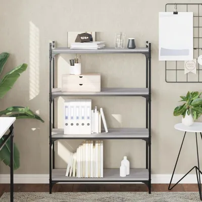 Image de Maison Exclusive - Bibliothèque 4 étagères Gris Sonoma 80x30x120 cm Matériau dérivé du bois