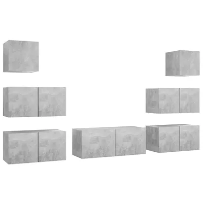 Produktbild von vidaXL 7-tlg. TV-Schrank-Set Betongrau Holzwerkstoff
