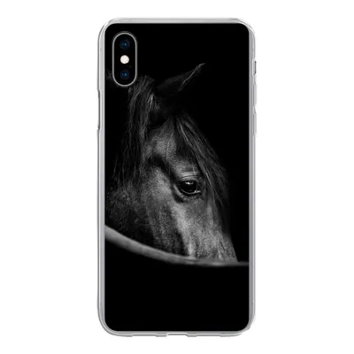 Produktbild von MuchoWow® Handyhülle Schutzhülle Hülle für iPhone Xs Pferde - Porträt - Schwarz - Tiere Silikon Softcase Handy Hülle - Handytasche