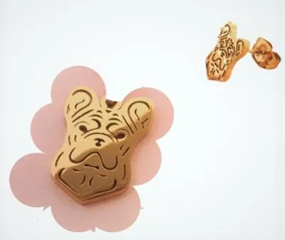 Image de Bouledogue Boucles D'oreilles Chien Or Acier