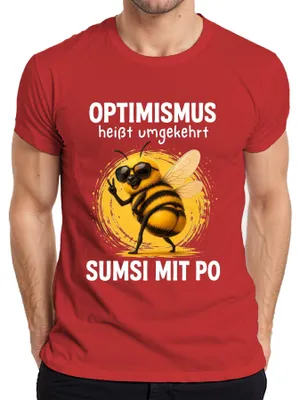 Zdjęcie produktu dla Optymizm to coś więcej niż tylko "Sumsi z ironicznym stwierdzeniem" - męska koszulka, czerwona, rozmiar XL