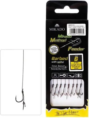 Immagine prodotto di 8x MIKADO METHOD FEEDER hook rig con amo spike/ago feeder lenza intrecciata 12 / Ø0,12mm / 10cm