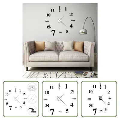 Zdjęcie produktu dla The Living Store Zegar ścienny 3D Nowoczesny design 100 cm XXL Czarny