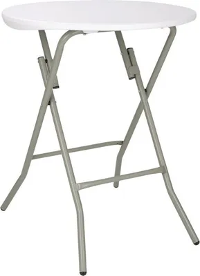 Image de Table pliante ronde Bolero blanche, diamètre 60 cm, hauteur 73,5 cm